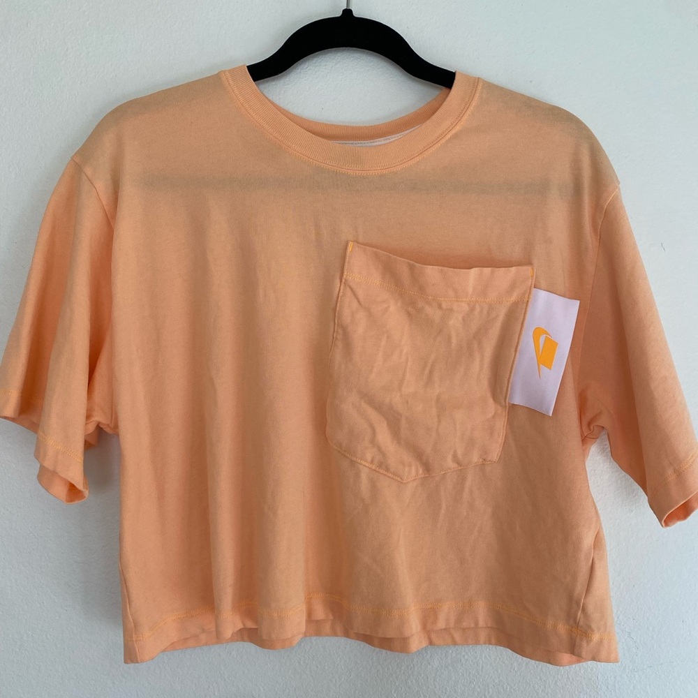 Peach Cropped T-Shirt with Pocket